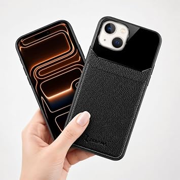 Zebana Apple iPhone 13 Mini ile Uyumlu Kılıf Zebana Lens Deri Kılıf Siyah