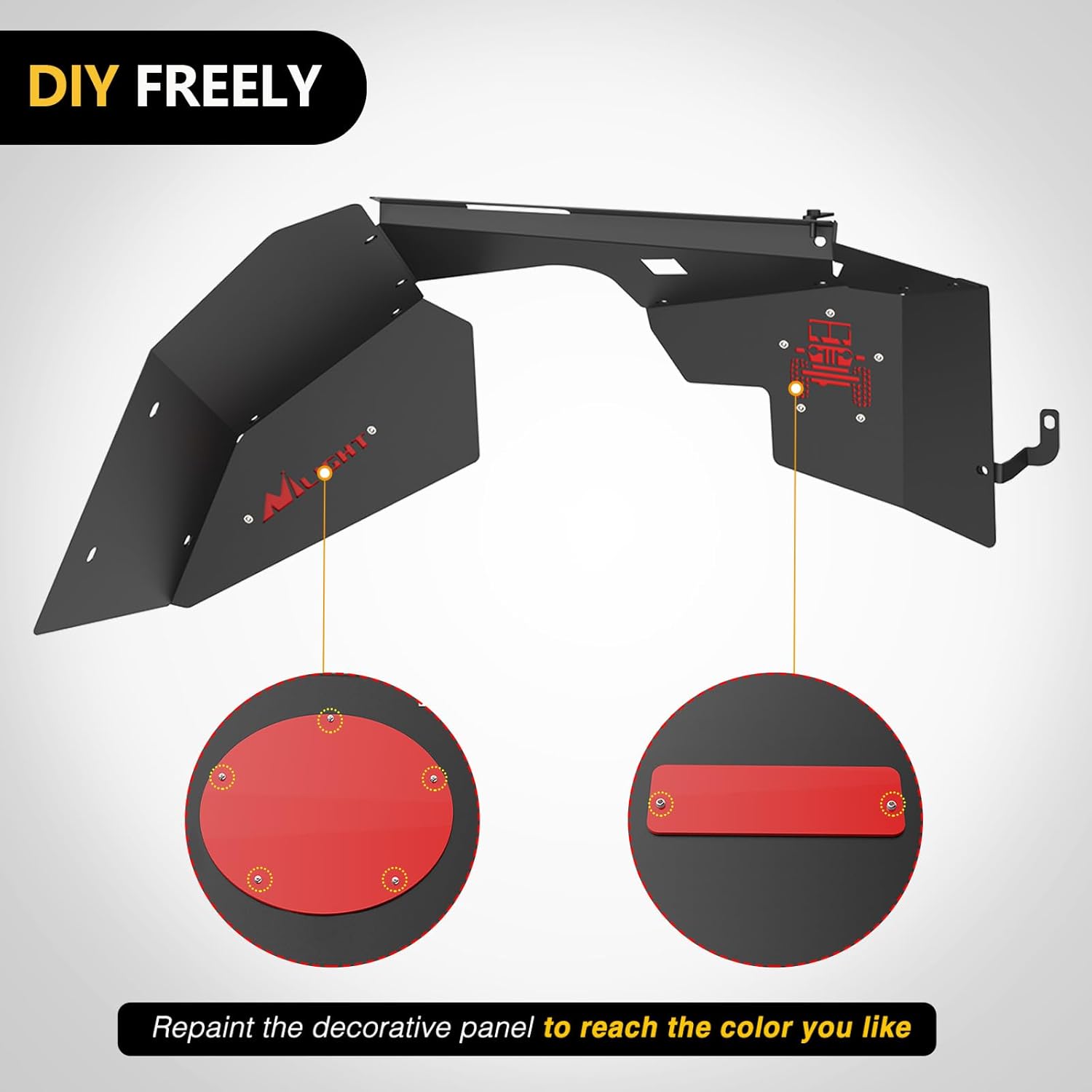 Nilight TJ Front Inner Fender Liners Fit for 1997 1998 1999 2000 2001 2002 2003 2004 2005 2006 Jeep Wrangler TJ & LJ 2PCS Offroad Powder Coated Steel Splash Mud Guard Wheel Well Liner Covers