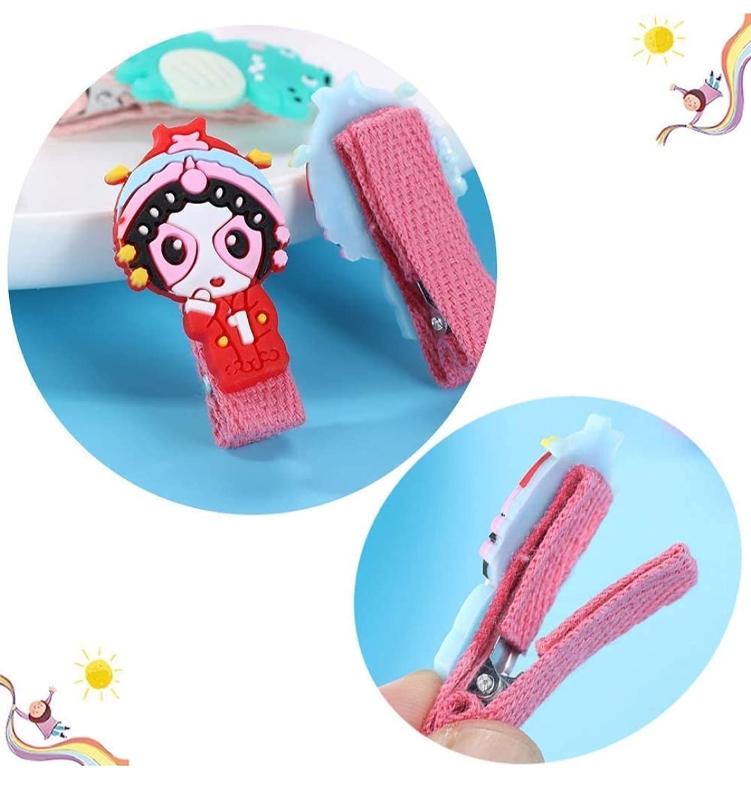 Rubela Sonpal Plastic Cute Cartoon Children's Hairpin Ice Cream Cute Girl Baby Hairpin Side Clip Hair Accessories For Girls & Kids, Animal Model, Pack of 10