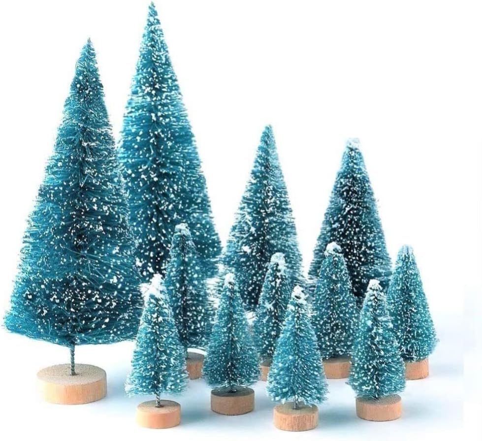 LATERN 28Pcs Mini Model Snow Trees, 5CM - 13CM Frost Tree Bottle Brush Tree Plastic Winter Snow Ornaments Tabletop Models Trees for DIY Room Decor Home Table Top Decoration Diorama Models