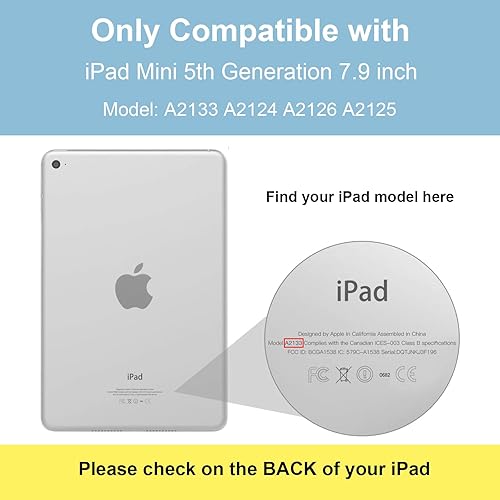 Miniatura 2 de Funda para iPad Mini 5 (lanzado en 2019), ligera y delgada con soporte triple para reposoactivación automática, funda de TPU suave para iPad Mini 5