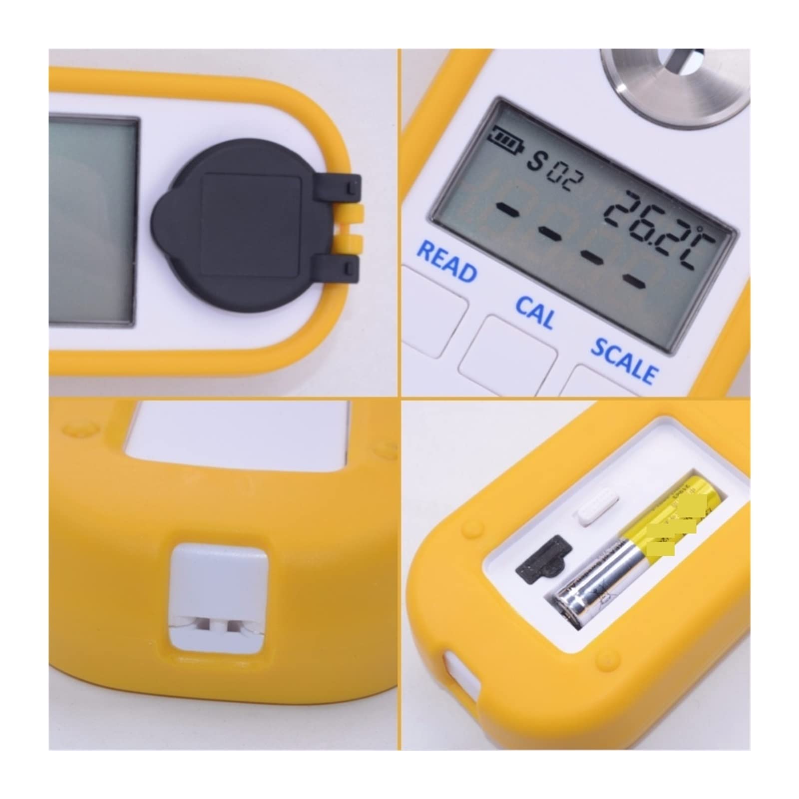 EDEDE Refraktometer, Digitalhonigrefraktometer 4 in 1 Brix/Wasser/BE '/Brechungsindex für Weinherstellung, Bierbrauen, Obst, Zuckergehal