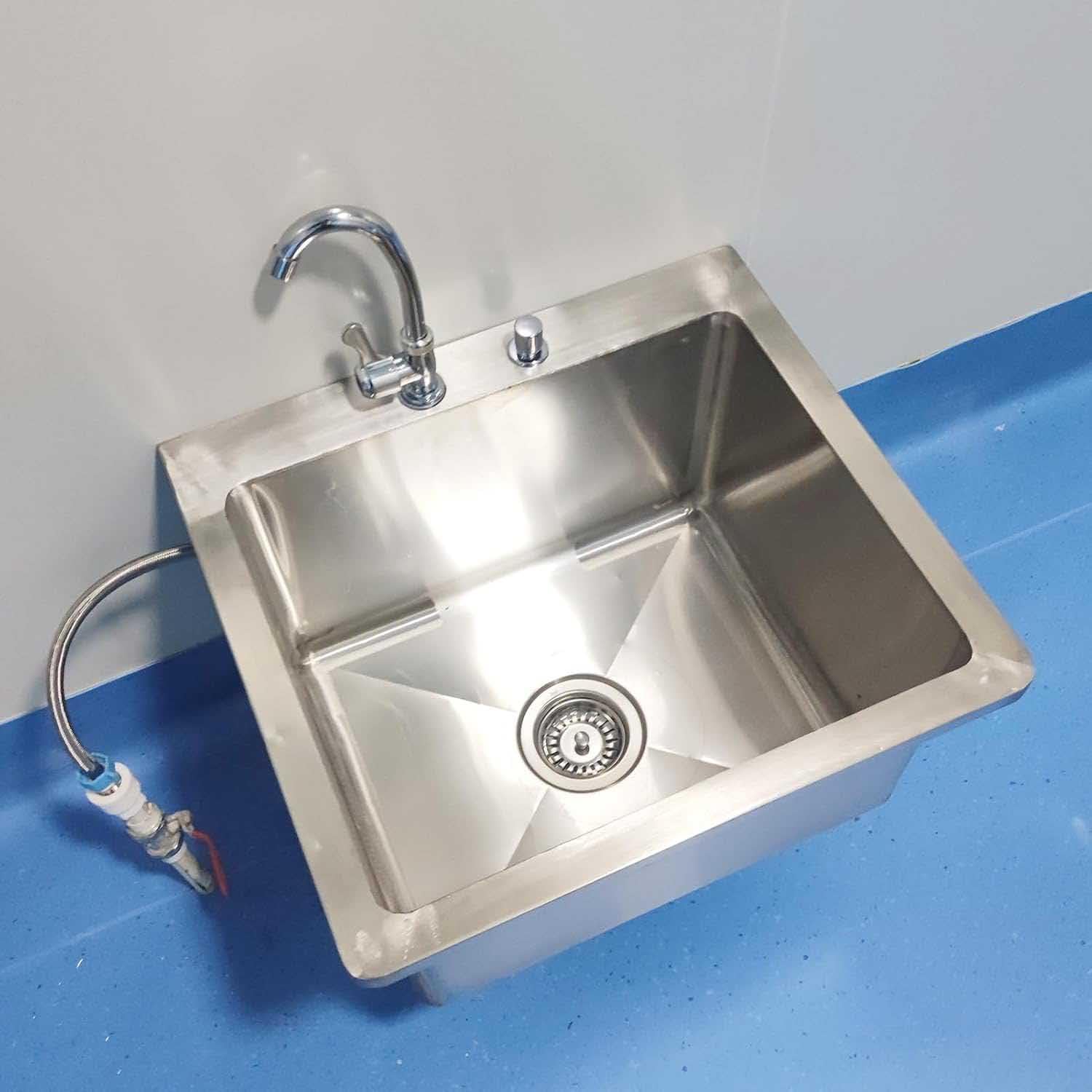 Fregadero para Fregona Independiente con Grifo, Fregadero para Fregona De Acero Inoxidable 304 con Botón De Drenaje Y Ranura de 30 cm de Profundidad para Restaurantes