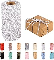 Vista 13 de Cuerda de hilo, 328 pies de cuerdas navideñas color beige y dorado; cuerda para panaderos, cuerda para manualidades, cuerda para tejer, cuerda