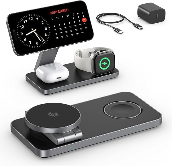 KEEPRO Qi2 25W Estación de Carga 3 en 1 para iPhone 18/17/16/15/14/13/12/Air,