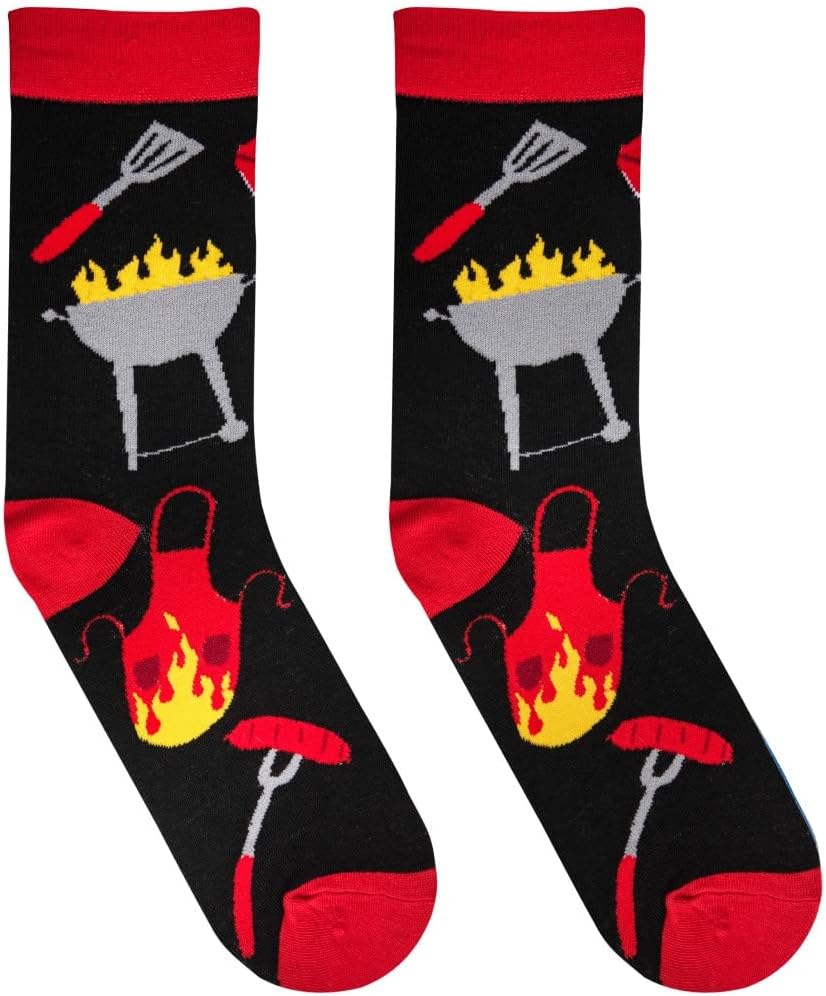 Crazy Socks – Barbecue Crew Socks – Fun BBQ Grill & Smoked Meat Graphic – Unisex Large Black Novelty Socks – Quirky Gift for Summer Cookouts, Parties & Grill Masters - Image 6