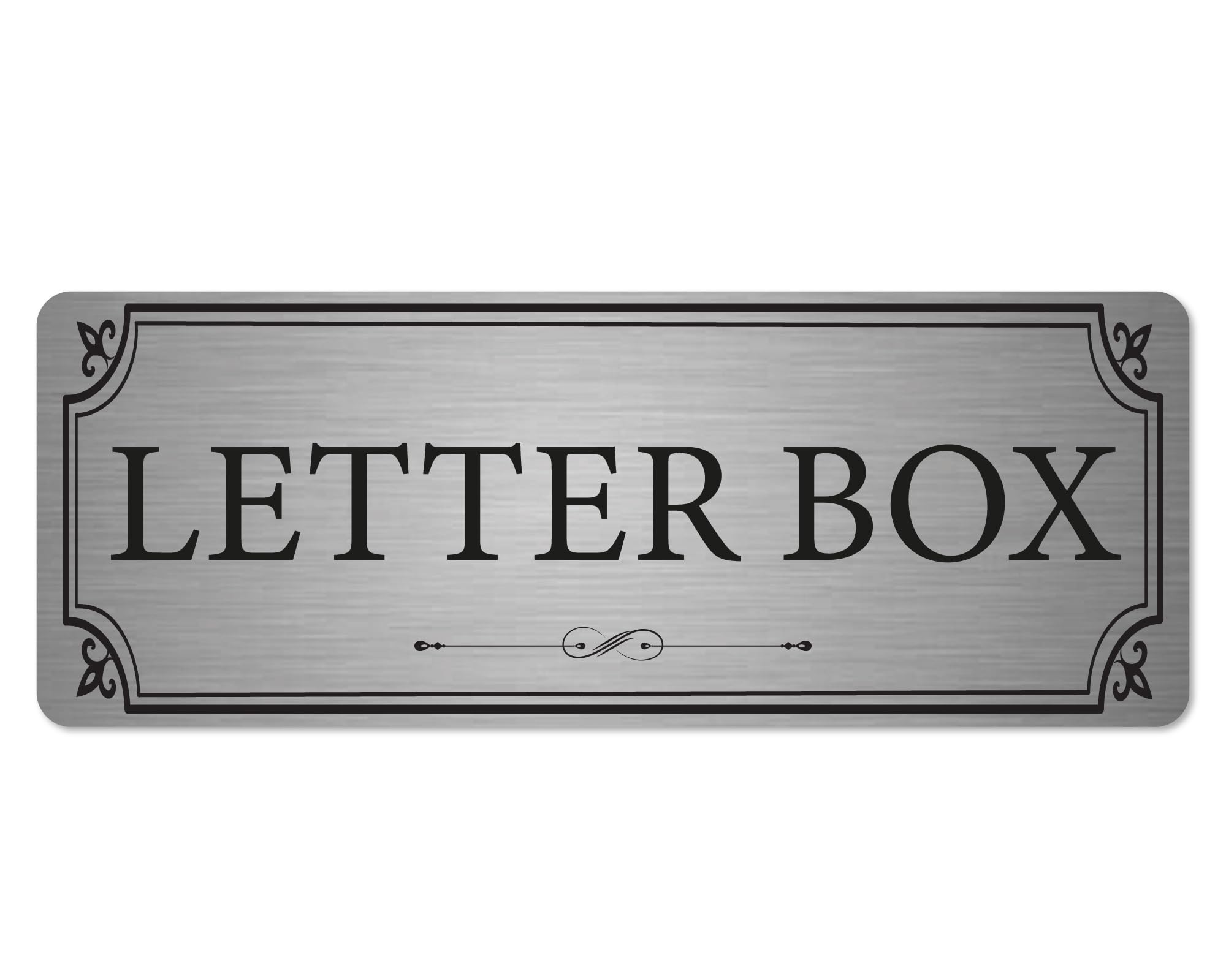 Brushed Silver Letter Box Sign 20 x 7.5 cm | Adhesive Aluminium Plaque for Home, Garden & Letterbox