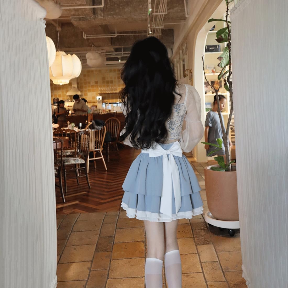 Harajuku Pastel Kawaii Gothic Fashion Casual High Waisted Zipper Vintage Ribbon Trim Lace Layered Short Skirt - Image 6