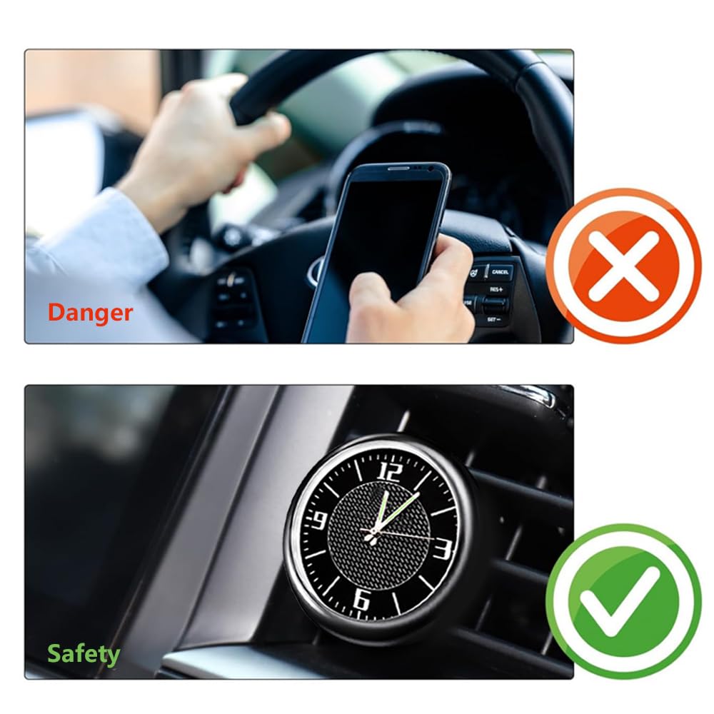 Reloj de coche, KACEPAR 1.6" Mini Reloj de cuarzo para el salpicadero del coche, Reloj universal de decoración,Reloj de coche y reloj luminoso interior modificado