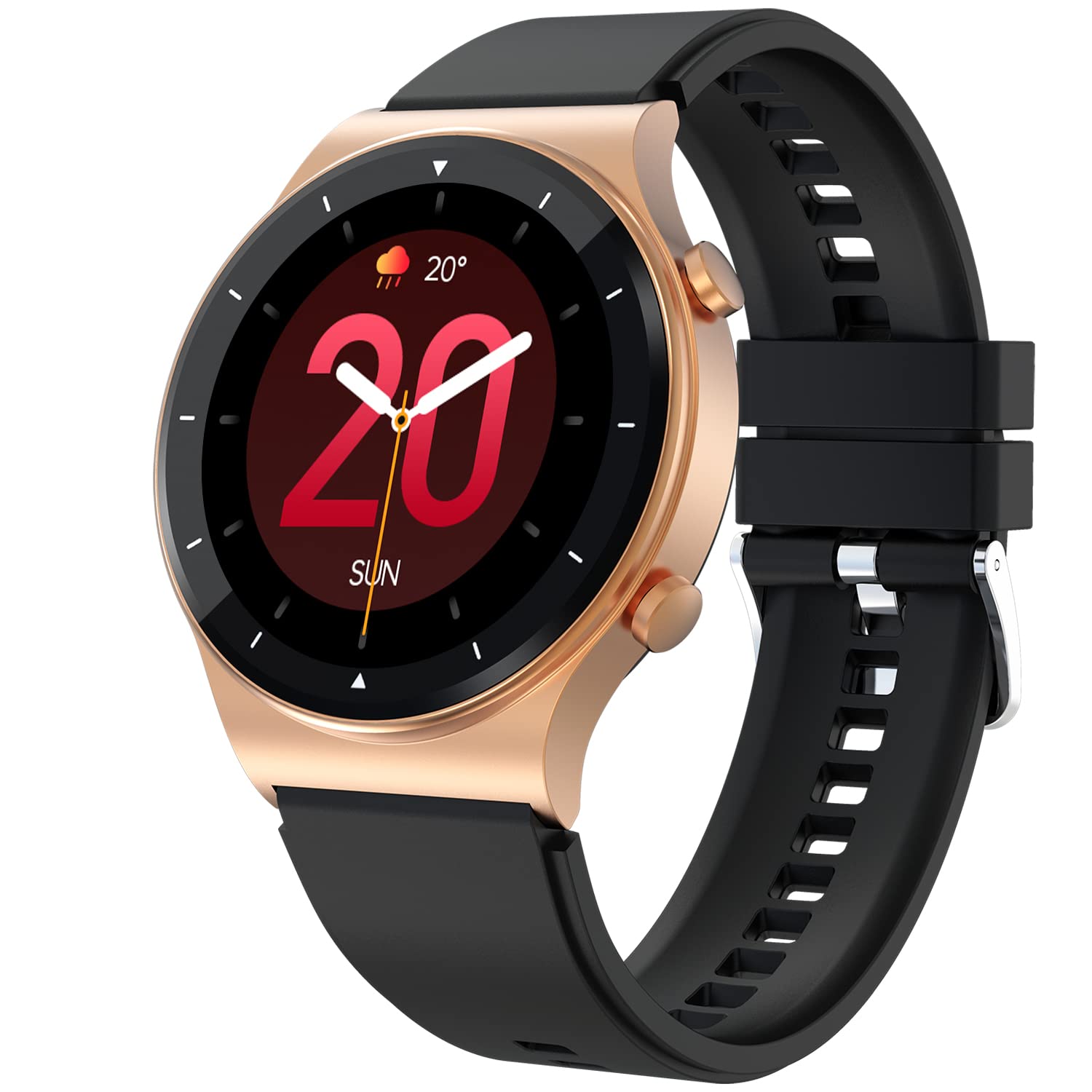 Fire-Boltt 360 Pro Bluetooth Calling 360*360 Pro Display Smart Watch With Rolling Ui & Dual Button Technology, Spo2, Heart Rate & Temperature Monitoring With Local Music And Tws Pairing - Gold