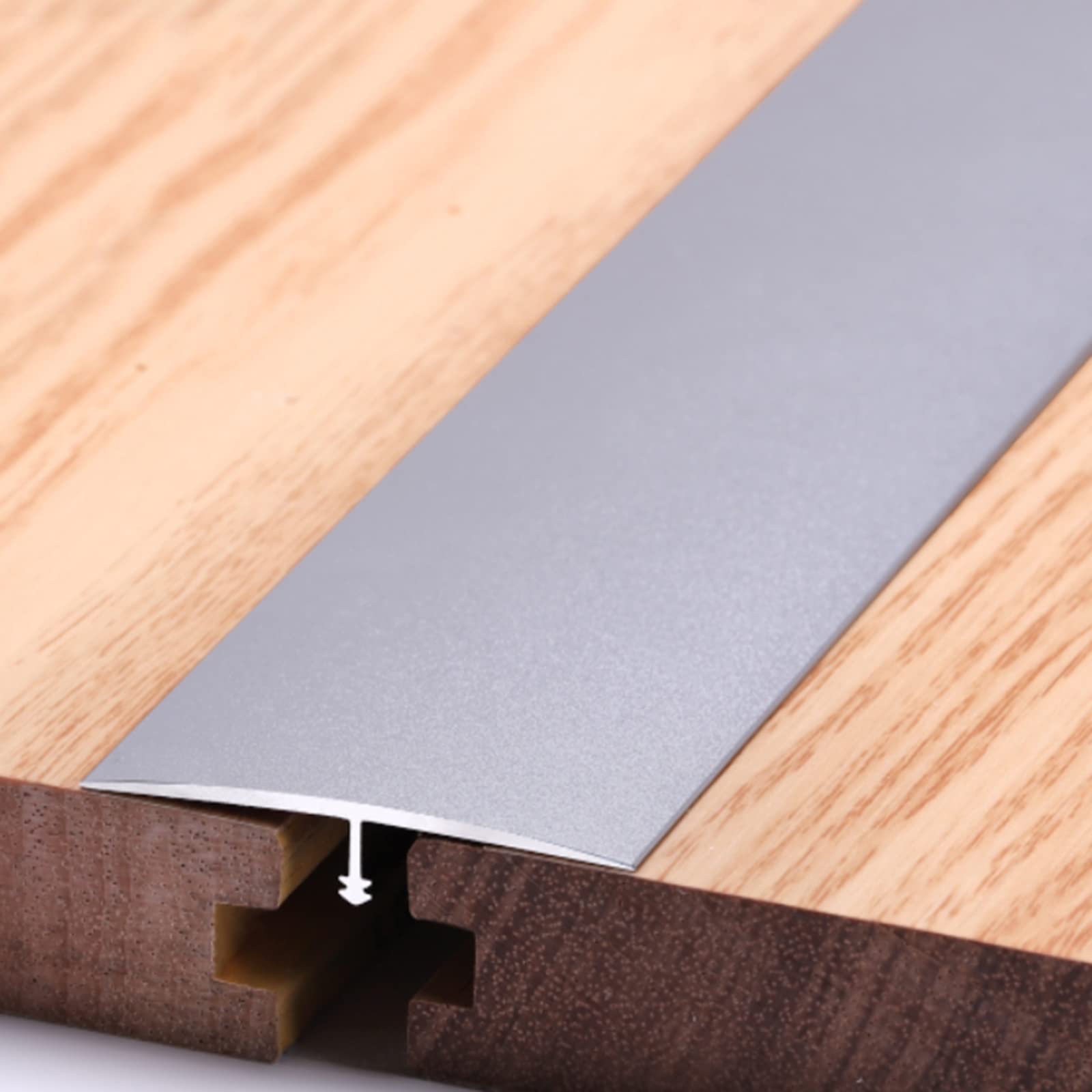 1.5 Inch Wide Carpet Door Strips for Doors,Heavy Duty Wood to Tile T-Molding Floor Transition Strip,Kitchen,Bathroom,Easy to Install(Silver,100cm/39.4in)