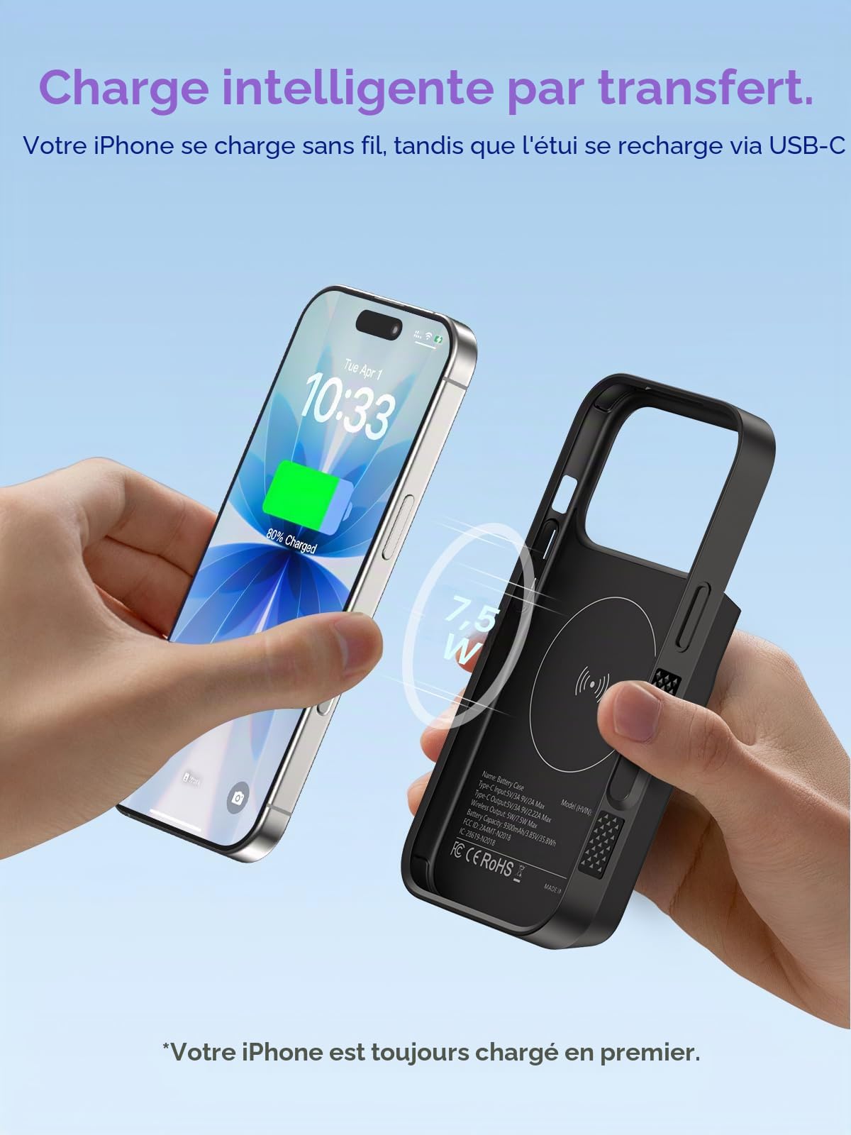 GagaKing Coque Batterie pour iPhone 17 Pro/17, 9300mAh 20W, Rechargeable avec Batterie Externe Chargeur Coque pour iPhone 17 Pro/17(6,3")