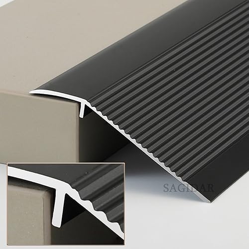 Miniatura 5 de Rampa de transición de aluminio, rampas de umbral de metal, tira de piso para puertas para diferencias de altura de 0.6-1.8 in, impermeable y