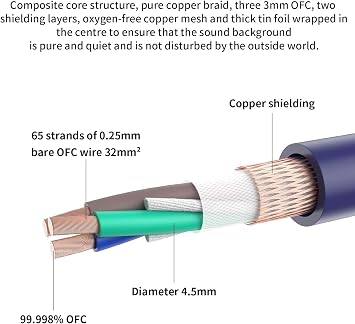Tertullus Audiophile Power Cable Hifi Power Cable Ofc Power Cord Male To Female Home Audio Cable For Hifi Cd Tube Amplifier (1.5m, P101)