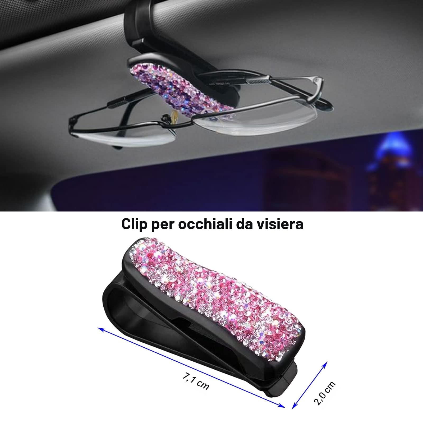 hifrom - Set di 20 accessori brillantini per auto, per interni e donne, accessori brillantini per auto, porta occhiali brillantini da donna, supporto brillantini per cellulare, anello brillantini di