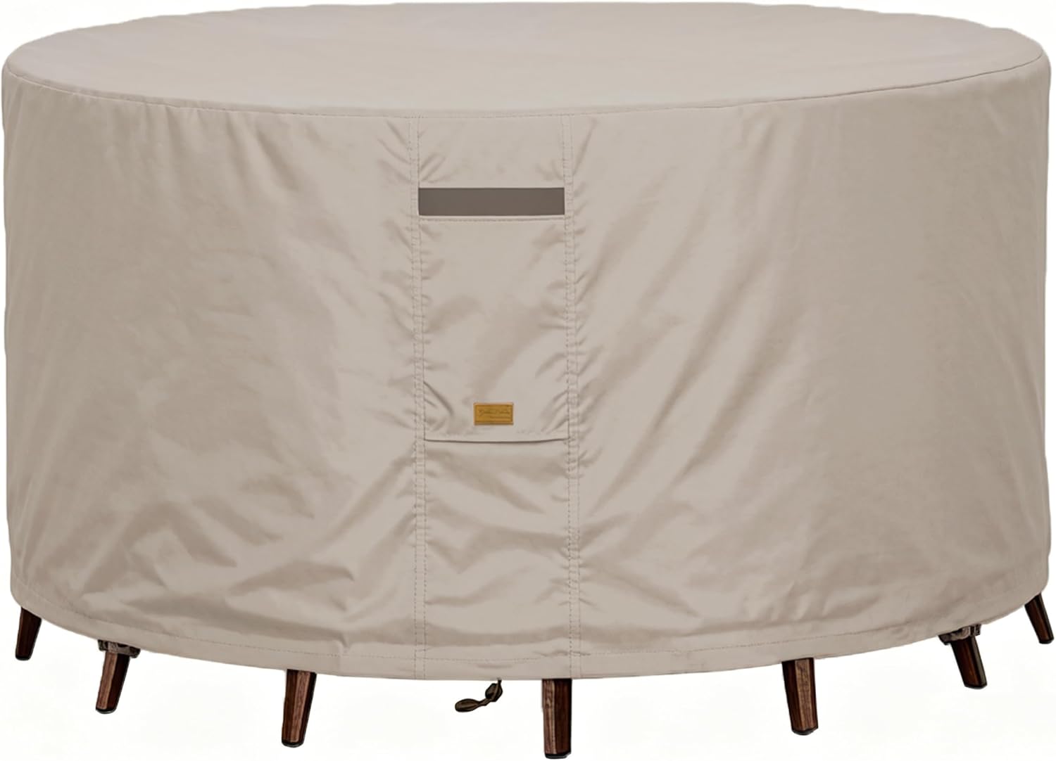 600D Heavy Duty Waterproof Patio Furniture Covers UV Resistant Round Outdoor Table Chair Covers Medium Round 76"Diax28"H Beige