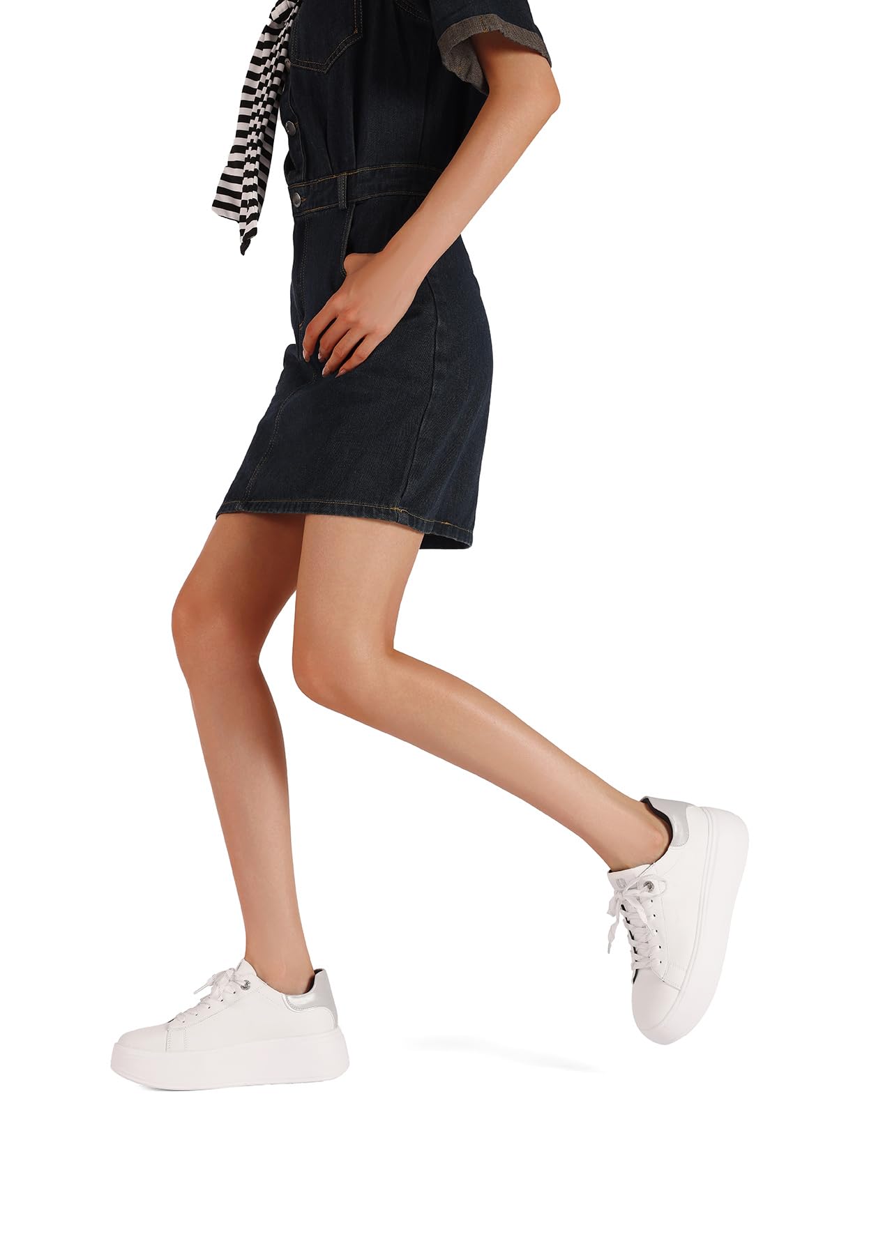 QUEEN HELENA Scarpe da Ginnastica Platform Sneakers con Strass Donna X31-12