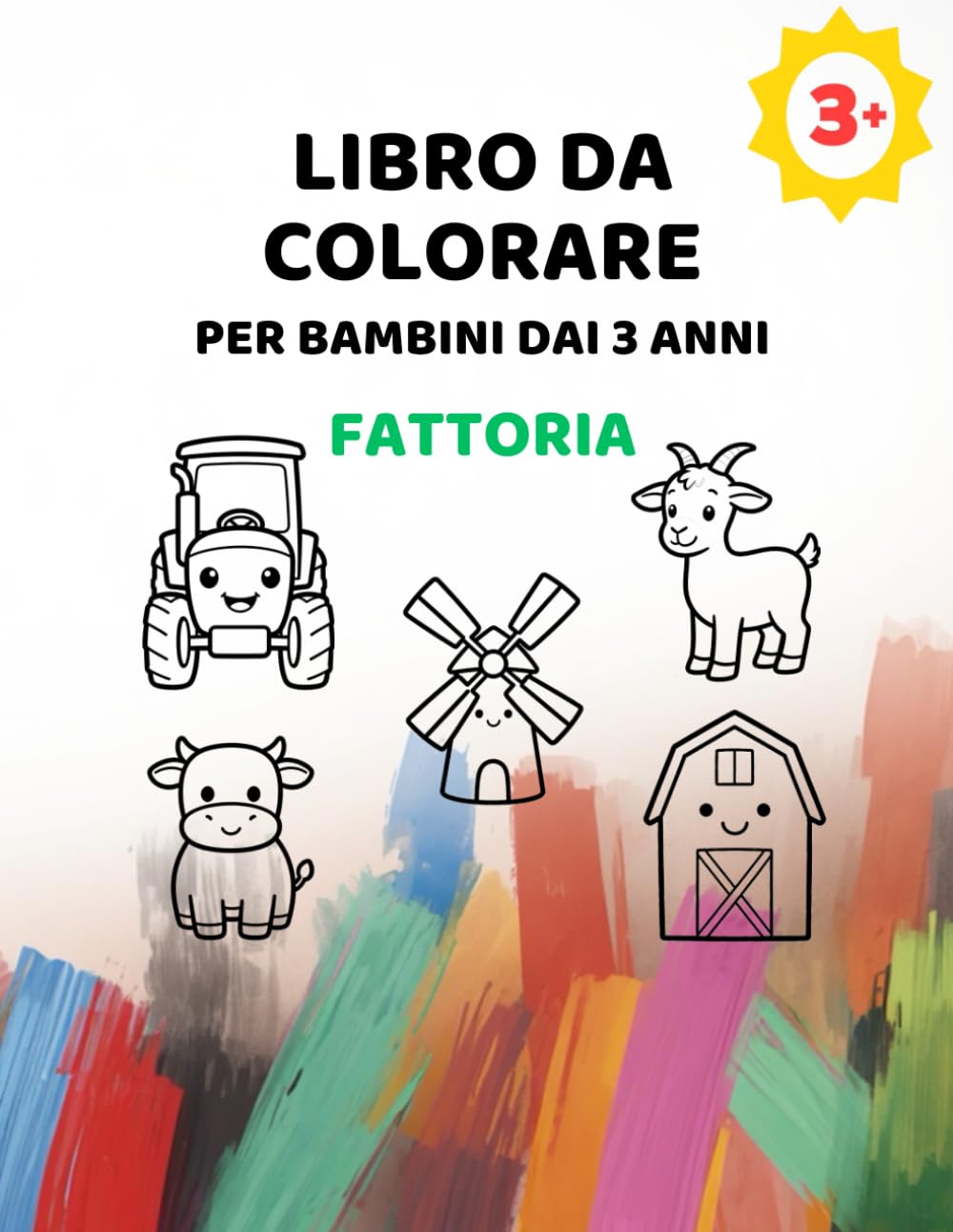 Libro da colorare per bambini dai 3 anni – Fattoria: Animali della fattoria e scene semplici | Linee extra spesse | 3–6 anni