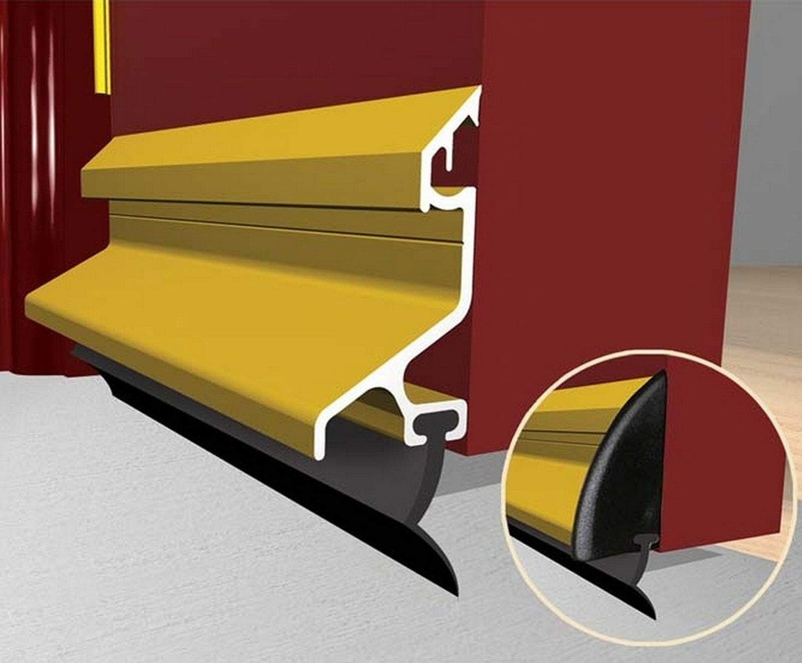914mm - 36" Inches Gold Door Weather & Rain Deflector Bar - Water Drip Seal with Draught Excluder