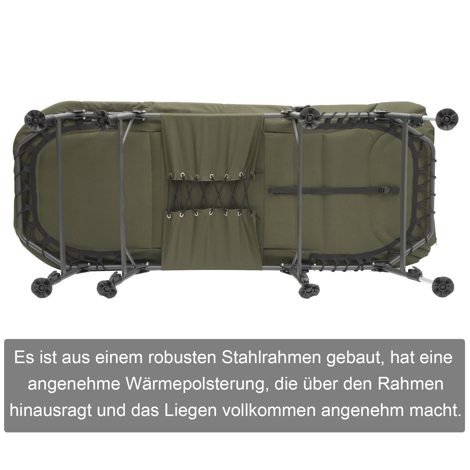 AGEM Karpfenliege XXL 8 Bein Feldbett Klappbar Campingliege Gartenliege Camping Angellige Campingbett 130kg