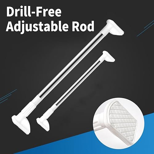 Miniatura 3 de Barra ajustable sin taladros, barra de cortina de tensión, barras de cortina con resorte de 52 a 29.5 in, acabado clásico (52 a 29.5 in)
