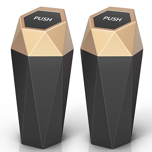 Miniatura 8 de Bote de basura para automóvil con tapa, mini cubo de basura portátil para automóviles, pequeño cubo de basura automático, a prueba de fugas,