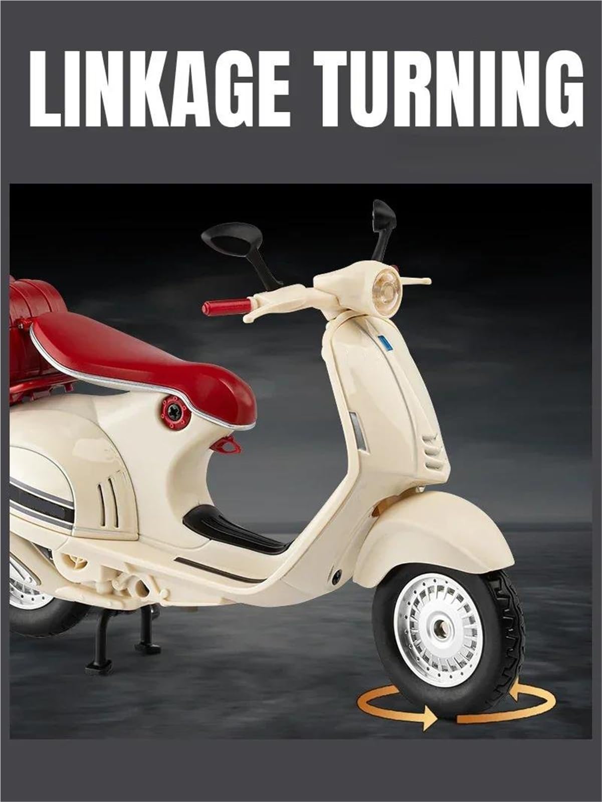 Modello di Giocattolo Modellino di Moto Pressofuso in Lega Scala 1/12, Collezione Hobby, Giocattolo Sonoro E Luminoso, Regalo per Fuoristrada per Vespa 946(Beige)