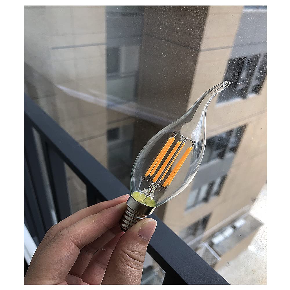 Lot de 16 E14 Ampoules de Bougie à Filament LED à Pointe de Flamme Dimmable 6W 600LM, Ampoule Halogène 60W Équivalente,2700K Blanc Chaud Petite Ampoule à Bougie Transparente à Vis Edison