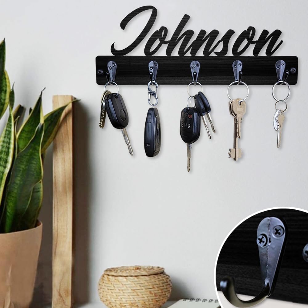 Personalized Rustic Wooden Key Rack - Custom Key Hanger with