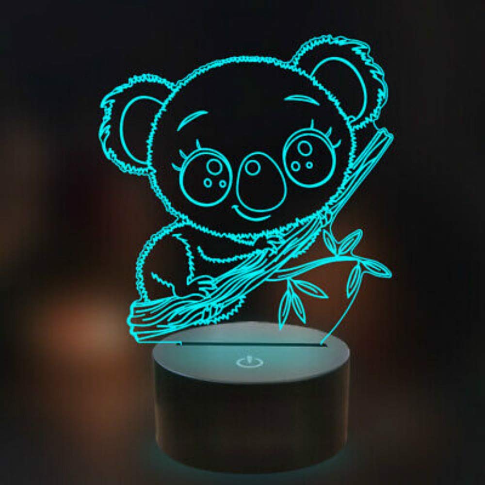 Tissen 3D Koala Night Light 7 Colors Mood Light Touch Switch USB Table Desk LED Light Present Kids Home Party Birthday