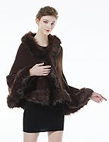 Vista 47 de BEAUTELICATE Chal de piel sintética con gancho para novia, boda de invierno Negro