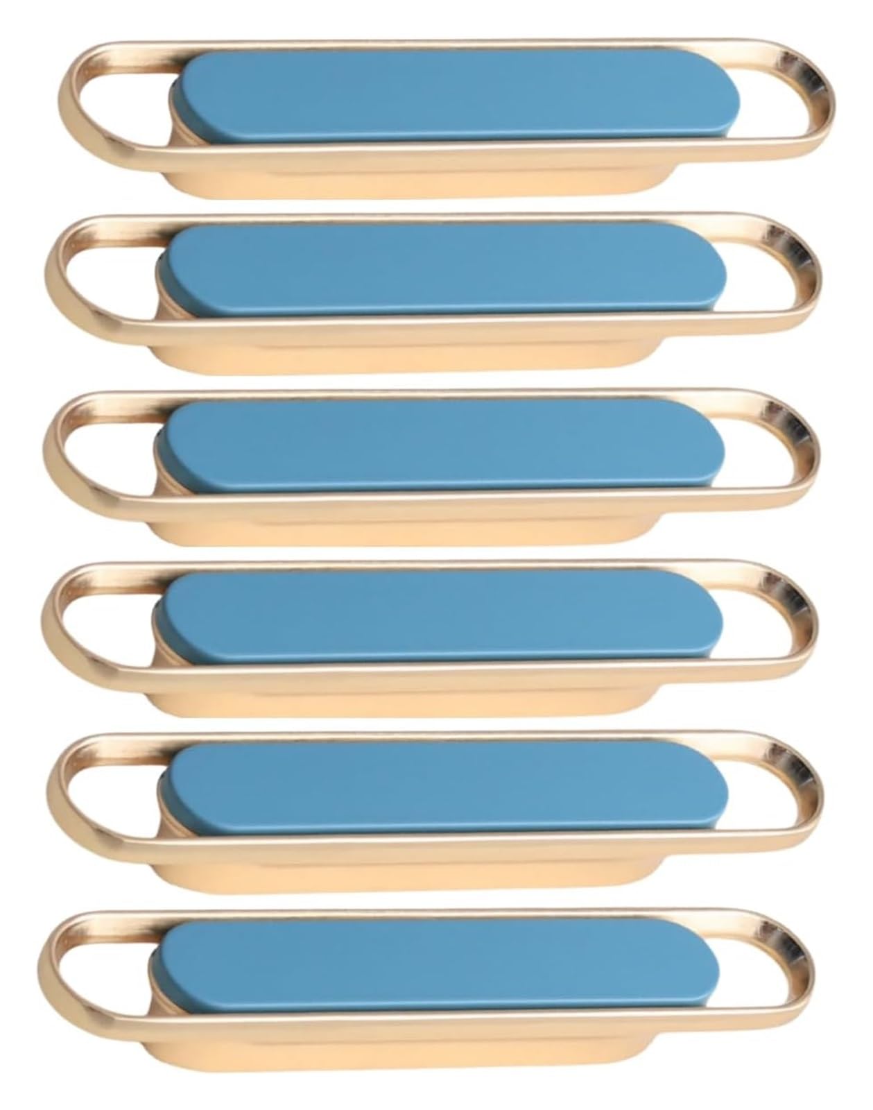 NLQCSXWEP Zinc Alloy Cabinet Bow Handle, Zinc Alloy Drawer and Cabinet Handles 6-Pack Multicolor(64mmk Gold+Blue)
