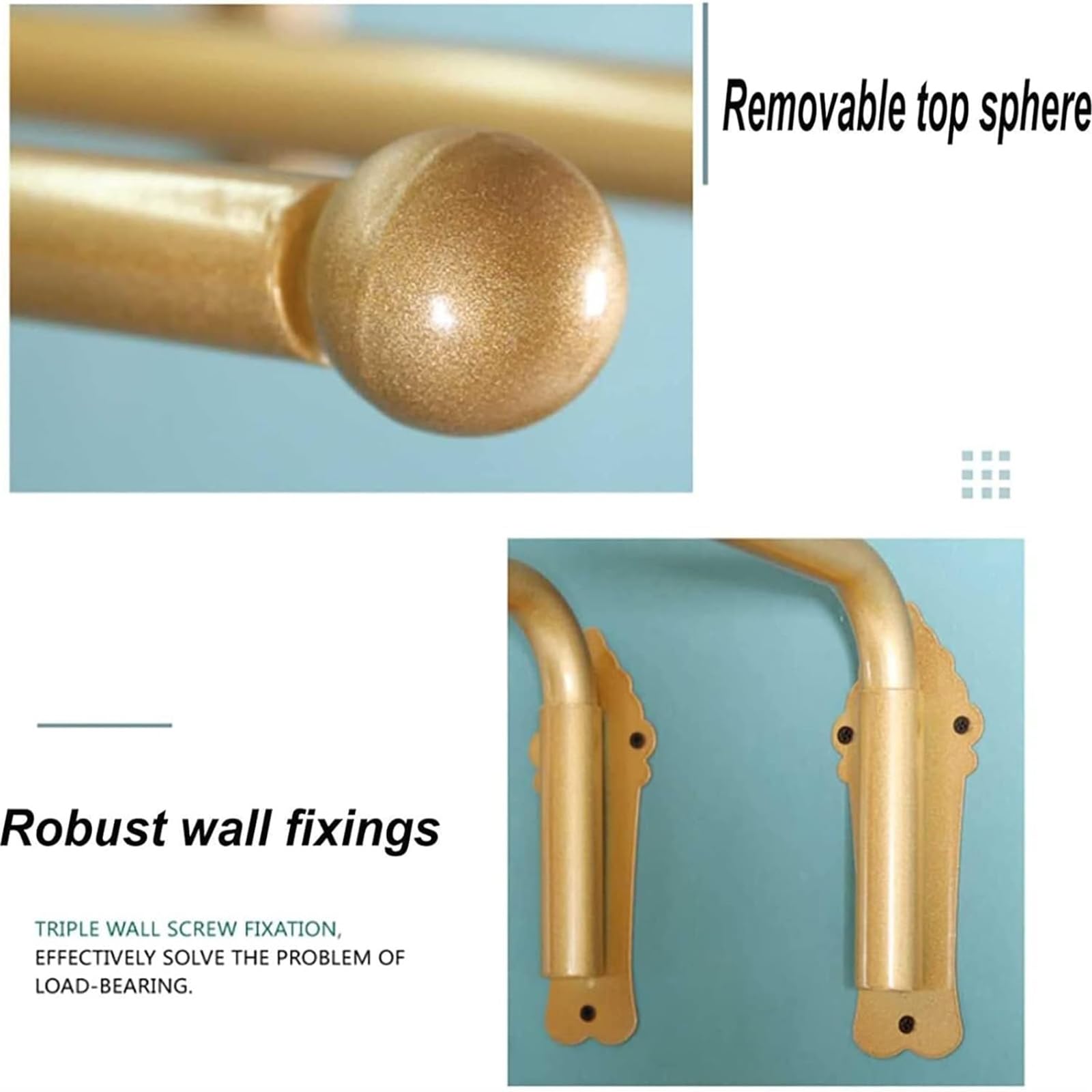 Lot De 5 Tringles À Rideaux Robustes À Bras Pivotant, Rotation À 180°, Tringle pour Panneaux Latéraux De Rideaux, Support De Présentation, Bras De Rideau Gold 120cm