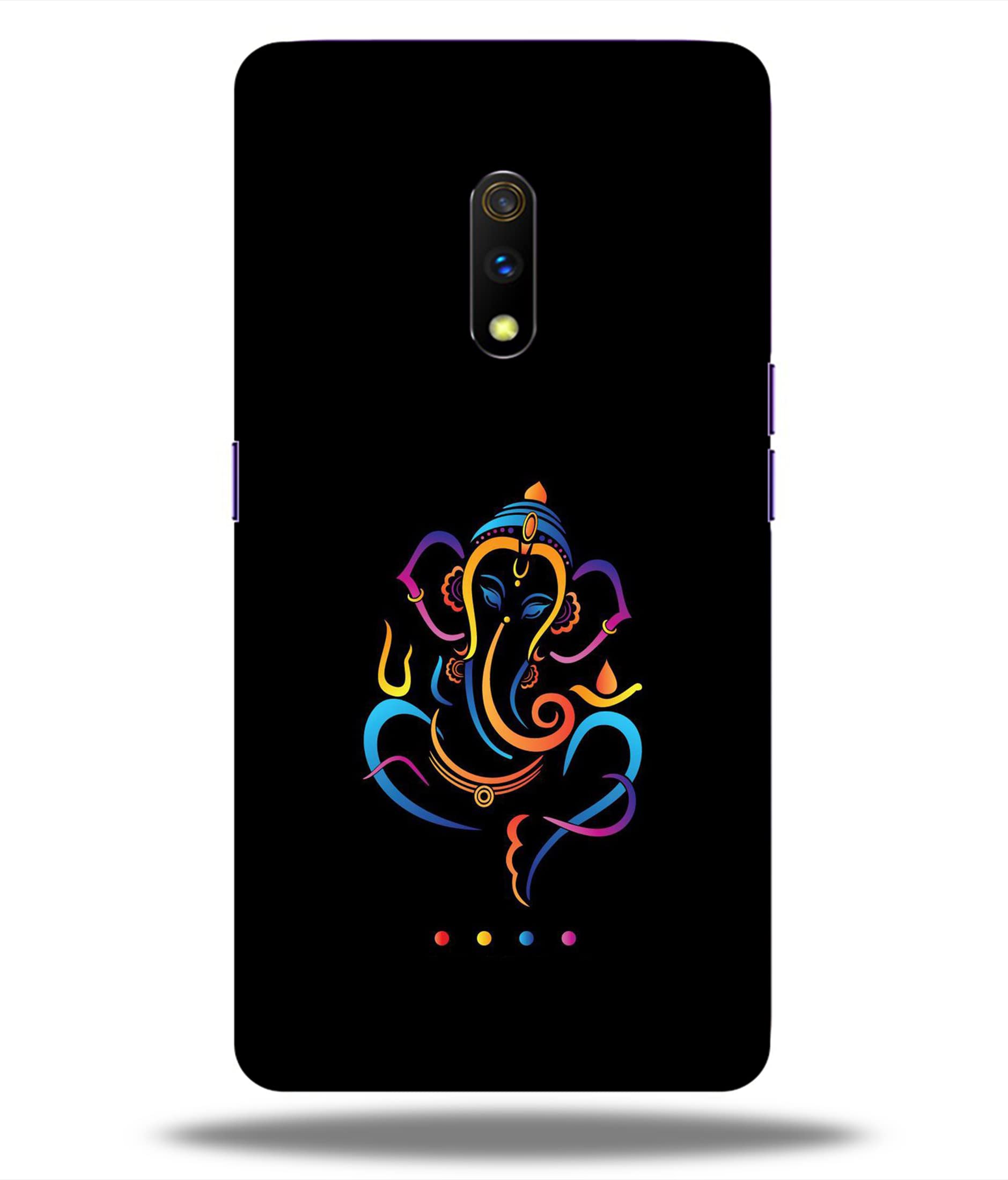 KRISHU Lord Ganesha, Ganesh ji, Black Love, Colorful Designer Printed Mobile Back Hard Case and Cover for Realme X/Oppo K3