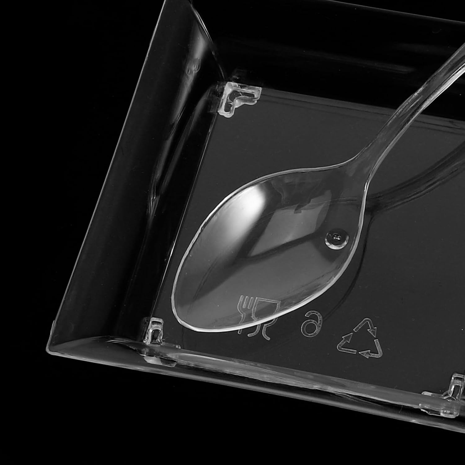 Small Dessert Plates Set of 100 Mini Spoon Square Plastic Plates for Salad Snacks