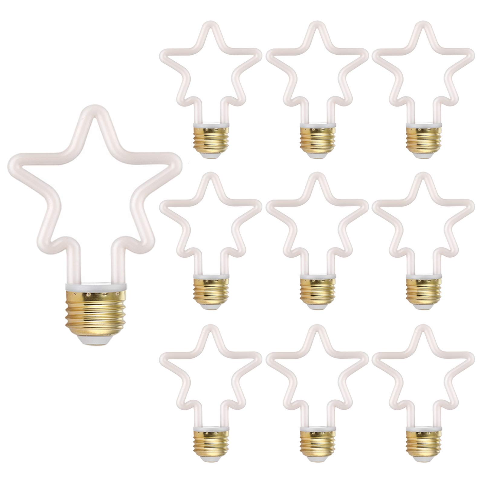 Bombilla LED Edison diseño irregular CA 320 lm Bombilla luz blanca cálida Creatividad Luz nocturna estrella Bombilla LED filamento suave festivales, luces decoración romántica familiar, paquete 10, b
