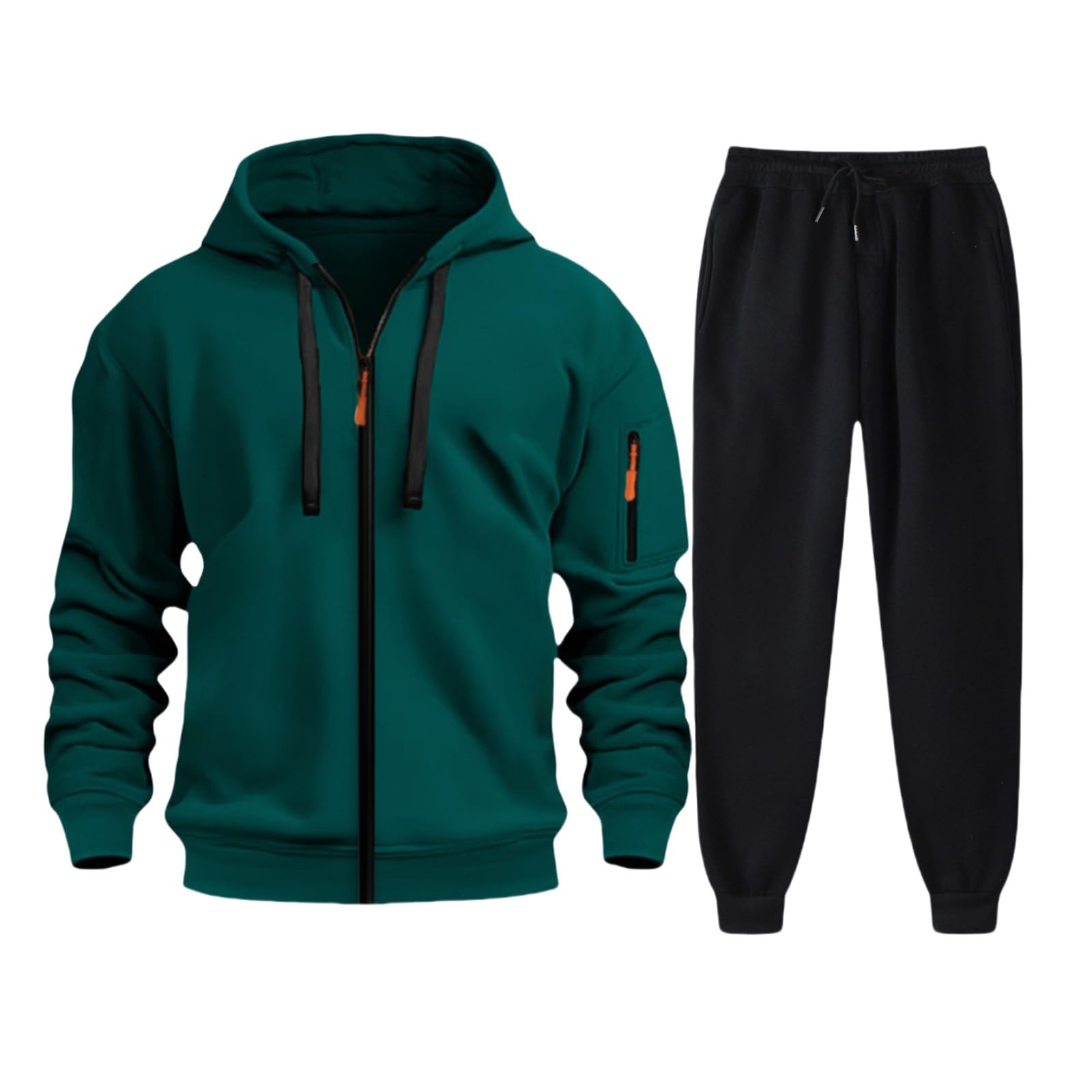 Traje deportivo de algodón para hombre, conjunto de chándal para hombre, sudadera con cremallera completa, sudadera con capucha y pantalones de chándal, ropa deportiva holgada, cómodo traje de ocio