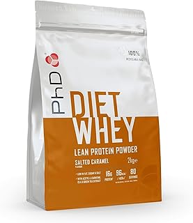 PhD Nutrition Diet Whey Low Calorie Protein Powder, Low Carb, High Protein Lean Matrix, Salted Caramel Diet Whey Protein Powder, High Protein, 80 Servings Per 2 kg Bag