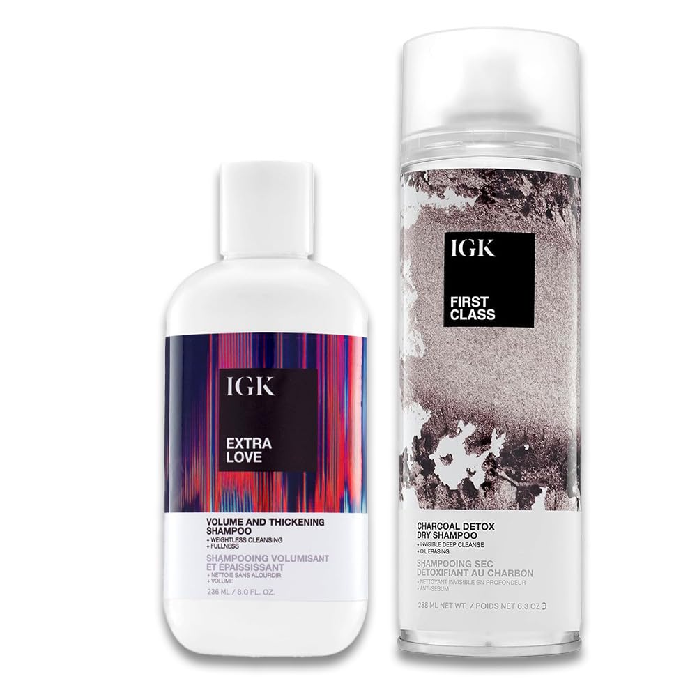 IGK EXTRA LOVE Volume and Thickening Shampoo (8 Oz) + IGK First Class Charcoal