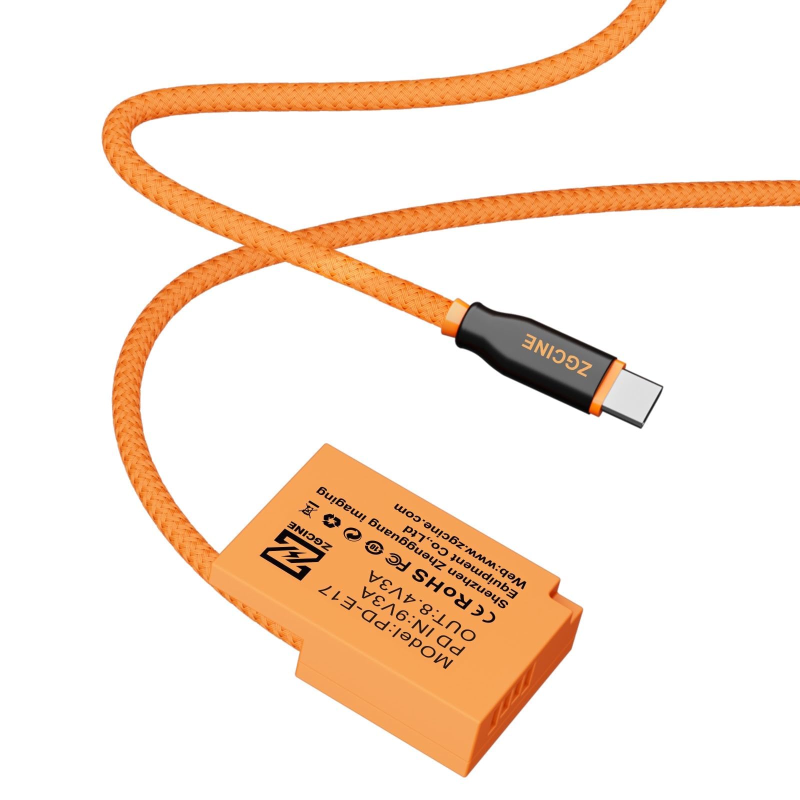 ZGCINE PD-LPE17 Câble Fausse Batterie USB-C PD pour LPE17-60cm, Sans Pop-Up (Entrée 9V-12V) | Compatible avec EOS RP R50 R10 M3 M5 M10 M50 M100 M6 Mark II Rebel T6i T6s T7i SL2