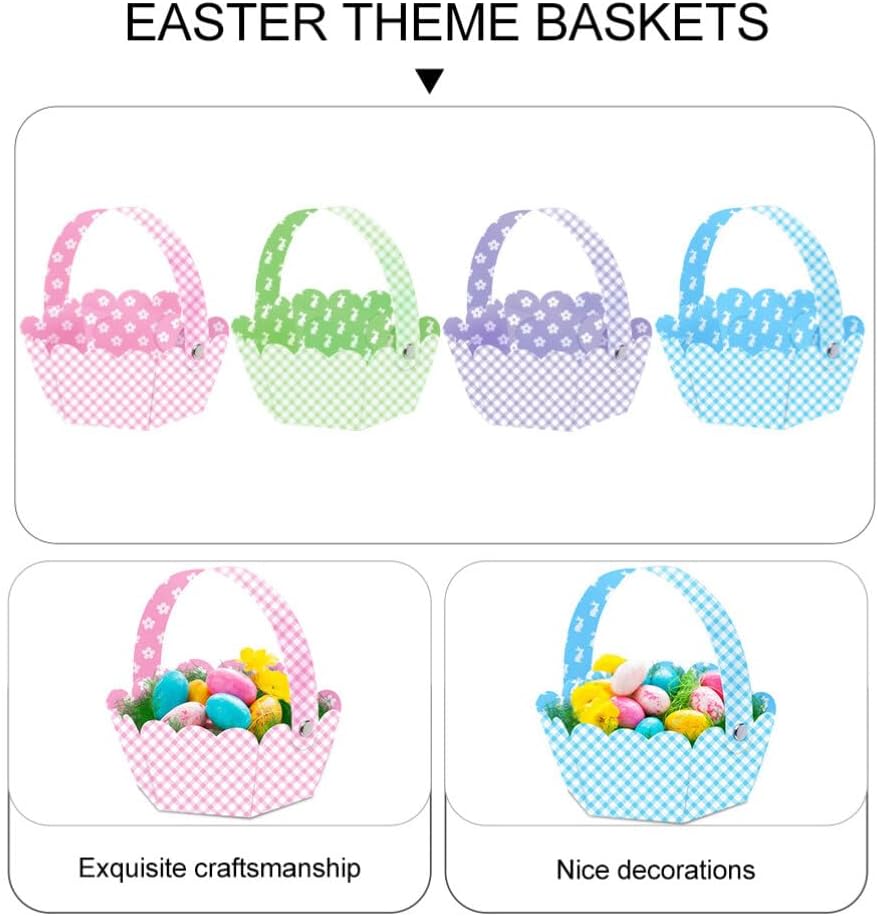 Amosfun 12pcs Diy Easter Baskets Handles Adorable Egg Storage for Boys and Girls Creative Festival Decor for Easter Celebrations and Giving
