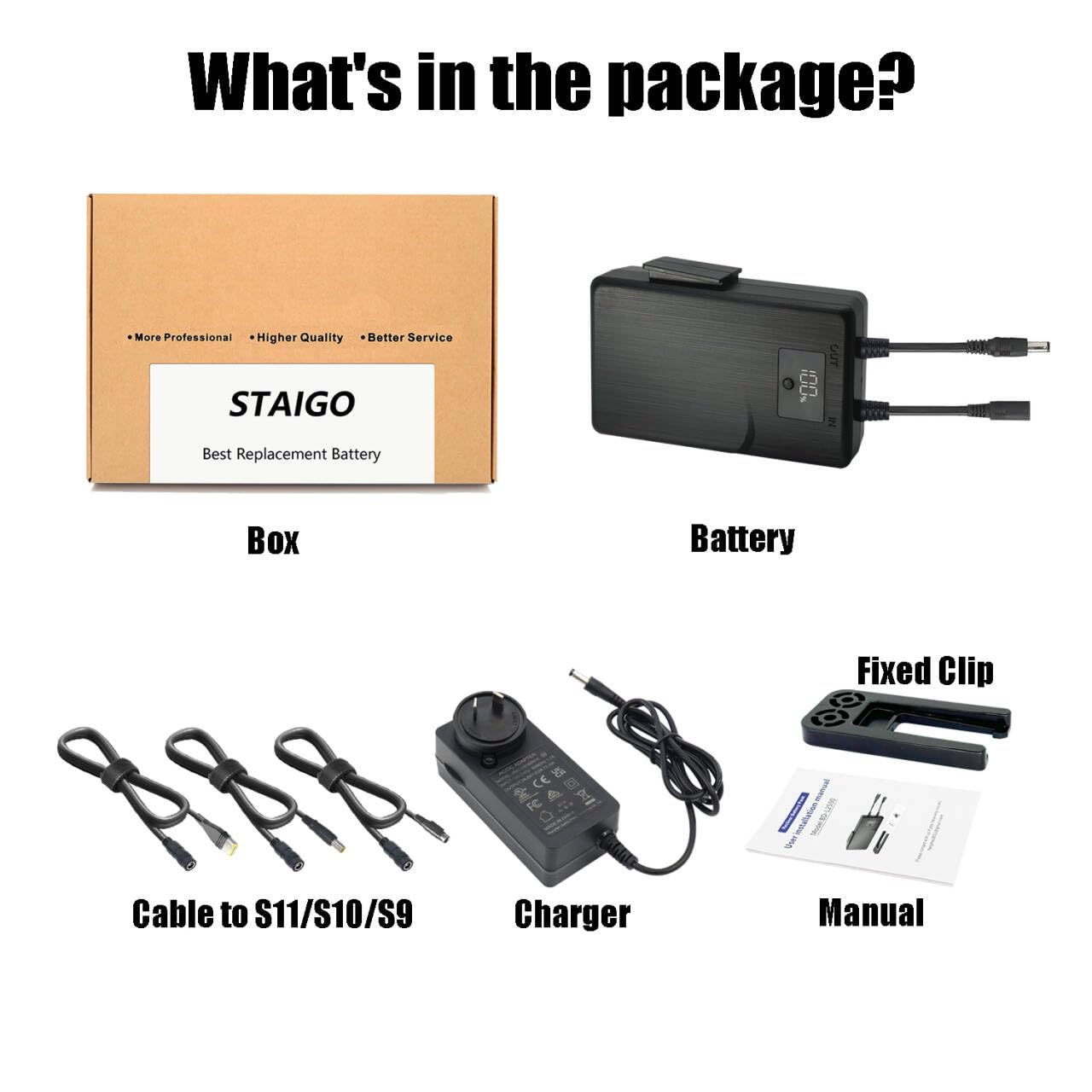 STAIGO Portatile Batterie CPAP avec affichage LED, connexion DC pour ResMed AirMini/AirSense 9/10/11/ AirCurve 10/11 [75.92Wh]