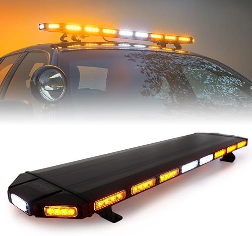 47" Barra de Luz de 108 LED para Coche - Luces Estroboscópicas Ámbar de Advertencia Con 15 Modos de Parpadeo para Construcción, Camiones de