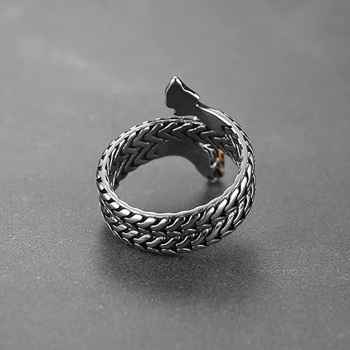 Vista 5 de HZMAN Stainless Steel Men's Viking Personality Vintage Punk Ring Viking Dragon Jewelry