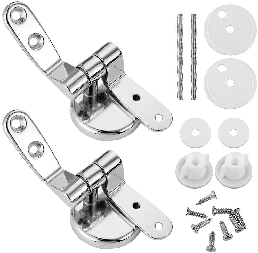 Merriway Polished Chrome Bh05719 Wooden Toilet Seat Hinge Pair,