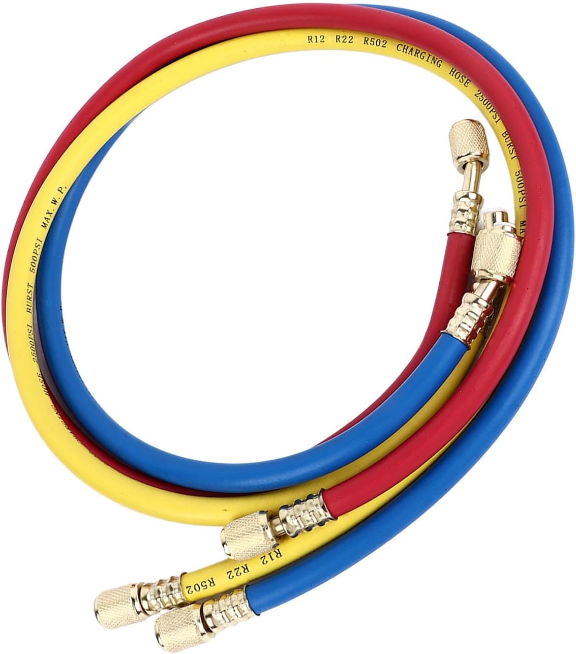 AC Charging Hose Tube HVAC Air Condition Refrigerant Manifold High Pressure Durable Rubber 0.9meter Tri Color