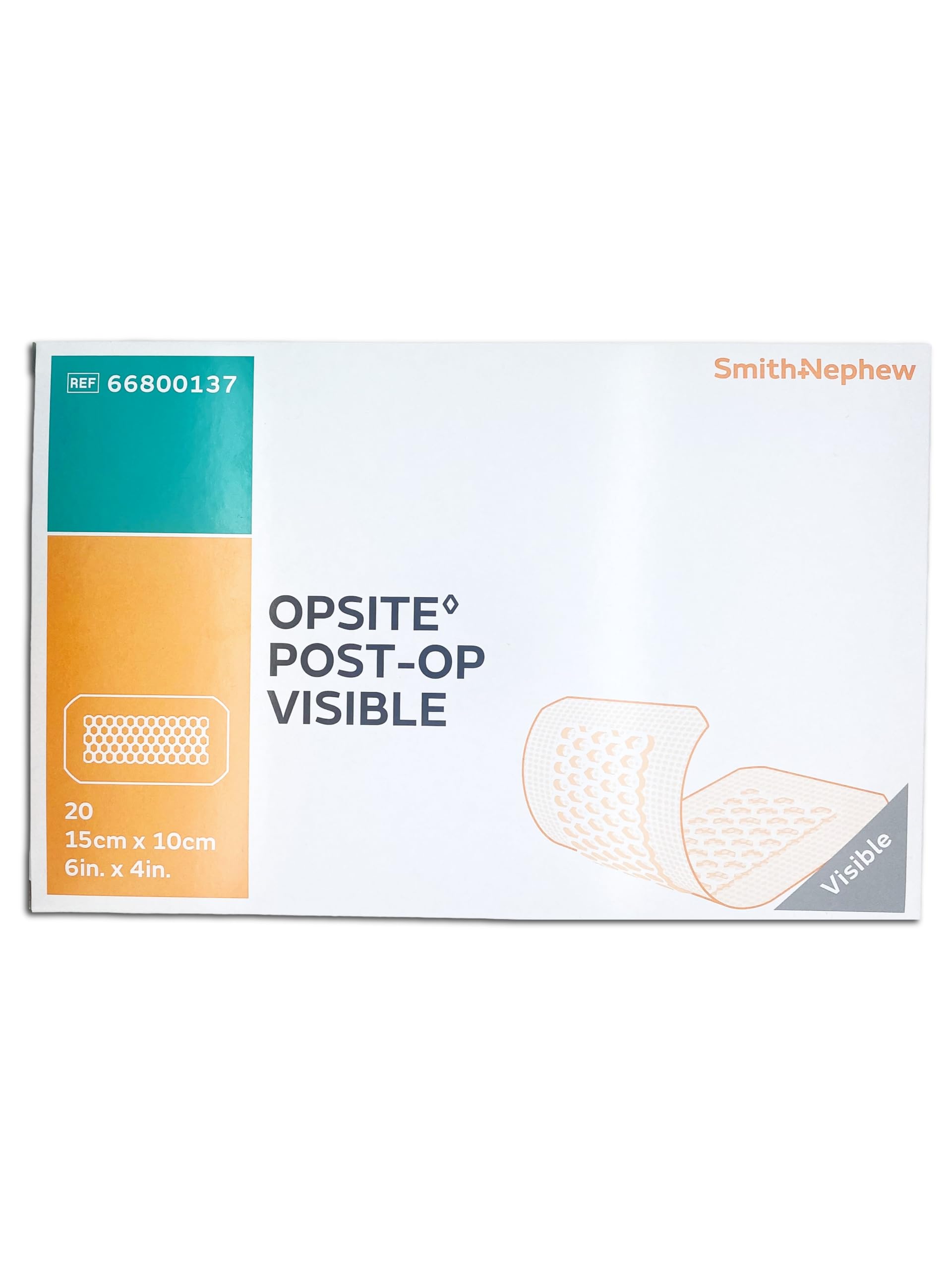 Smith+Nephew Opsite Post-Op Visible 10x15 cm | Medicazione Trasparente con Tampone a Nido d'Ape | 20 Pezzi