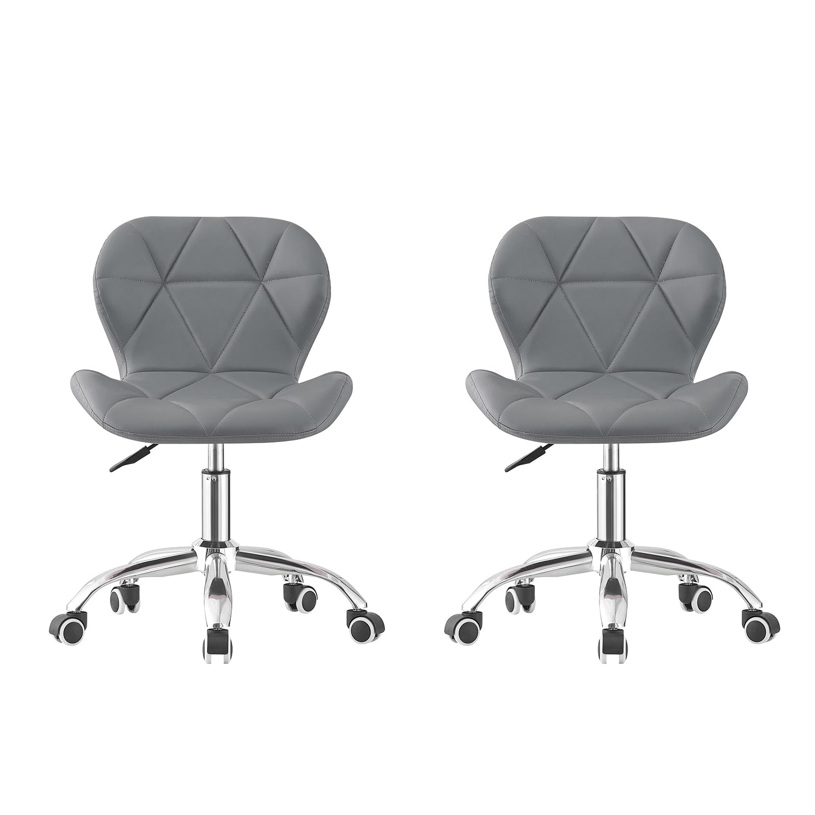TRIOBLADE Office Desk Chair Adjustable Height Computer Swivel Chairs PU Leather Ergonomic Chair Comfortable Modern Home Chair with Chrome Base and 360Β° Castors for Home Office (Grey 2 Pack)