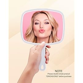 Gladmart Hand Mirror,10.3 L x 7.4 W Handheld Mirror with Handle for Barber Hairdressing,Square White