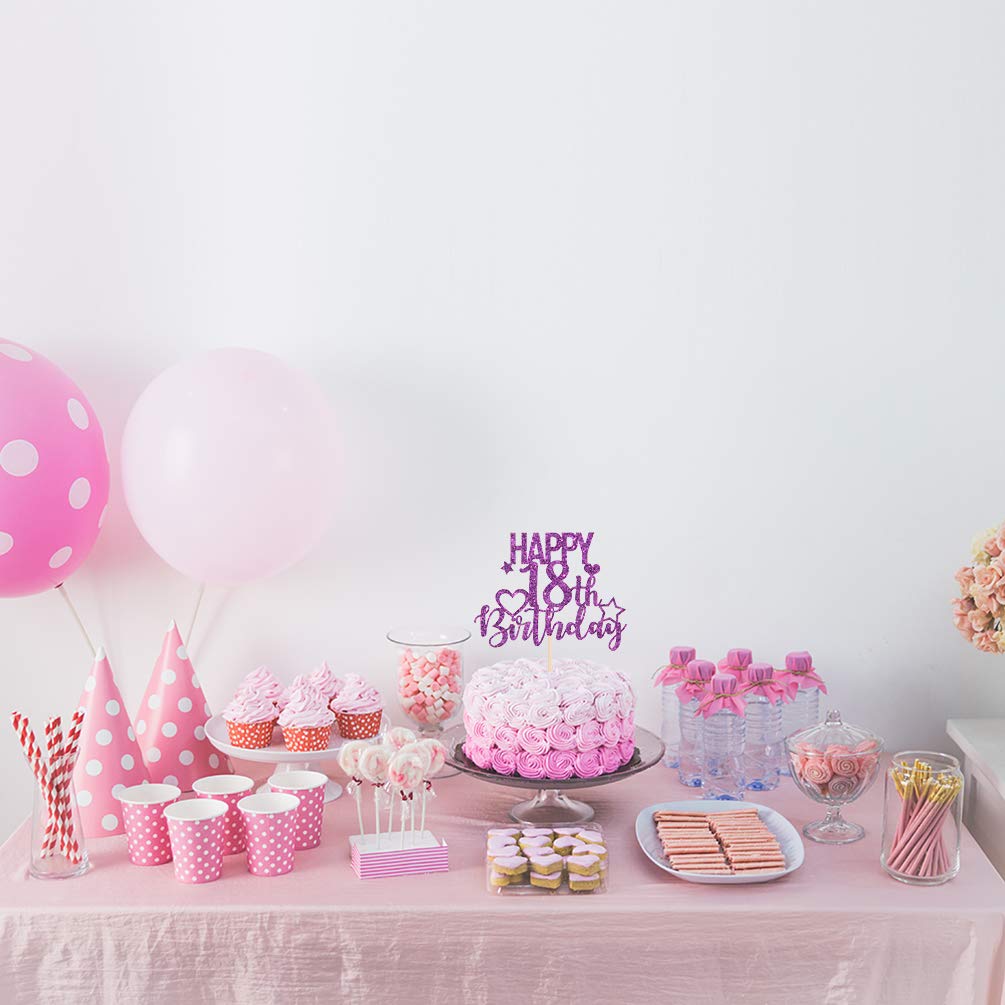 Snapklik.com : INNORU Purple Glitter Happy 18th Birthday Cake Topper ...
